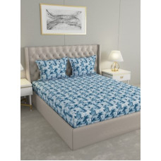 Deals, Discounts & Offers on  - Raymond Home 104 TC Cotton Double Abstract Flat Bedsheet(Pack of 1, Blue)