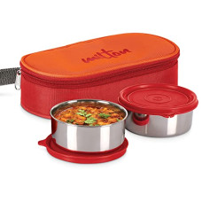 Deals, Discounts & Offers on  - MILTON Hot Bite Stainless Steel Lunch Box, 2 Containers, 320 ml Each, Red | Leak Proof | Food Grade | Easy to Carry | Hot Food