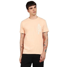Deals, Discounts & Offers on Men - [Sizes S, L] Dennis Lingo Men's Polycotton Peach Printed T-Shirt