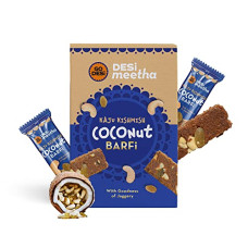 Deals, Discounts & Offers on  - GO DESi Kaju Kishmish Coconut Barfi, 400 Grams Burfi, Indian Sweets Gift Pack, Individually Wrapped Burfi, Desi Meetha, Dry Fruits Sweet, Cashew Nuts Raisin bar, Sweets Indian Mithai
