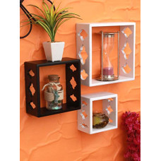 Deals, Discounts & Offers on Furniture - Home Sparkle Set of 3 Cube Wall Shelves (White and Black)