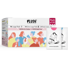 Deals, Discounts & Offers on  - PLUSH 100% Pure Cotton Natural Sanitary Napkins with individual biodegrabdable disposable pouches inside| 100% Rash free comfort with pads