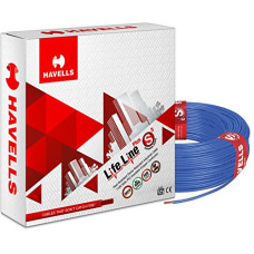 Deals, Discounts & Offers on Home Improvement - Havells Life Line Plus S3 2.5 sq mm PVC HRFR Cable (Blue) (WHFFDNBL12X5)
