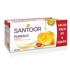 Deals, Discounts & Offers on  - Santoor PureGlo Glycerine Bathing Bar Soap with Almond Oil