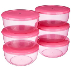 Deals, Discounts & Offers on  - Amazon Brand - Solimo Nestable & Stackable Container Set, Round, 2700 ml, Set of 6, Pink
