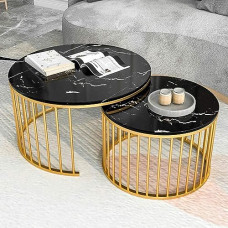 Deals, Discounts & Offers on Vegetables & Fruits - Rakhi Arts Premium Round Set of Coffee Tables Set 2 Piece Nesting Stackable Center Tables or Tea Table Set with Metal Frame