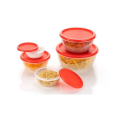 Deals, Discounts & Offers on  - Clazkit Round Plastic Storage Jars Containers Set