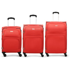 Deals and Offers on - ARISTOCRATSoft Body Set of 3 Luggage 4 Wheels - TRIGON 4W EXP STROLLY 56+68+80 RED - Red Deals, Discounts & Offers on - ARISTOCRATSoft Body Set of 3 Luggage 4 Wheels - TRIGON 4W EXP STROLLY 56+68+80 RED - Red