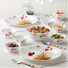 Deals, Discounts & Offers on  - Larah by Borosil Pack of 17 Opalware Rosalie Galaxy Series Crockery