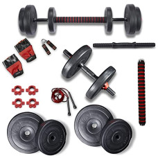 Deals, Discounts & Offers on  - Lifelong LLPVCHGC06 PVC Home Gym Set 20kg Plate with Extension Barbell Rod and Dumbbells Rods with Gym Accessories