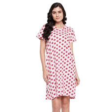 Deals, Discounts & Offers on Women - [Size M] Clovia Women's Cotton Print Me Pretty Short Nightdress with Pocket
