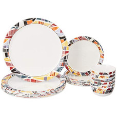 Deals, Discounts & Offers on  - Amazon Brand - Solimo Melamine Printed Dinnerware Set ( White , 18 Pieces)