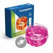 Deals, Discounts & Offers on  - Crompton Galaxy Decoration Copper USB Powered String Fairy Lights with 100 Led Light (10 Meters, Pink, Pack of 1)