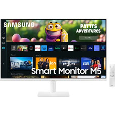 Deals, Discounts & Offers on  - Samsung 27-Inch(68.58Cm) LCD M5 Fhd Smart Monitor, Mouse & Keyboard Control, Smart Tv Apps, Iot Hub, Office 365, Apple Airplay, Dex, Speakers, Remote, Bluetooth (Ls27Cm501Ewxxl, White)