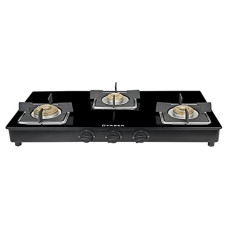 Deals, Discounts & Offers on  - Faber Glass Top 3 Burner Gas Stove (Hob Cooktop Pearl 3BB BK) with Jumbo Burner, Diamond Coated Pan Support, Manual Ignition, Black