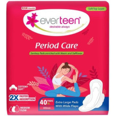 Deals, Discounts & Offers on  - everteen Period Care XL Soft Sanitary Pads with Neem & Safflower For Medium Flow - 1 Pack Sanitary Pad(Pack of 40)