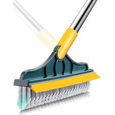 Deals, Discounts & Offers on  - VYOOx Rubber 2 In 1 Bathroom Cleaning Brush Wiper Tiles Cleaning Bathroom Brush Floor Scrub Brush With Long Handle 120 Rotate Home Kitchen Bathroom Cleaning Brush Pack-1, Multicolor