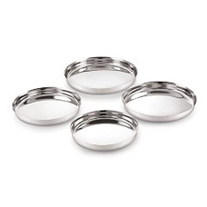 Deals, Discounts & Offers on  - Neelam Stainless Steel 14 (22g) Guj. Sada Thali, 30 cm, 4-Piece, Silver