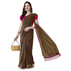 Deals, Discounts & Offers on Women - Pratham Blue Women's Sequins Silk Fancy Saree With Blouse Piece