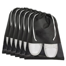 Deals, Discounts & Offers on  - GLUN Shoe Organizer Sleeves or Cover, Black in Colour, Non-Woven Fabric with String Closing and See Through Window Pack of 6