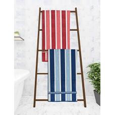 Deals, Discounts & Offers on  - Athom Trendz Ecosaviour Striped Cotton Bath Towel 70x140 cm Multicolour Pack of 2