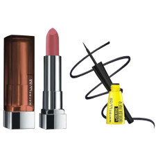 Deals, Discounts & Offers on Beauty Care - Maybelline New York Matte Lipstick, Intense Colour, 507 Almond Pink, 3.9g & Maybelline New York Eyeliner, Smudge-proof and waterproof, Long-lasting, Colossal Bold Liner, Black, 3g