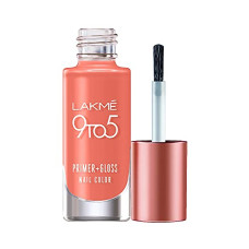 Deals, Discounts & Offers on Beauty Care - LAKM 9To5 Primer + Gloss Glossy Finish Nail Colour, Coral Haze, 6 Ml