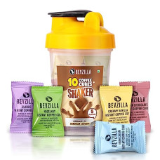 Deals, Discounts & Offers on  - Bevzilla Instant Coffee Cubes & Bottle Pack With 10 Coffee Cubes (2 Cubes Each Flavour) | Hazelnut, Classic, Belgian Chocolate, Irish Cream & Creamy Vanilla | BPA Free Shaker 500 Ml Leak Proof