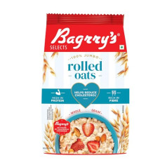 Deals, Discounts & Offers on  - Bagrrys 100% Jumbo Rolled Oats 1kg Pouch | Whole Grain Rolled Oats with High Fibre, Protein | Non GMO | Healthy Food with No Added Sugar | Diet food