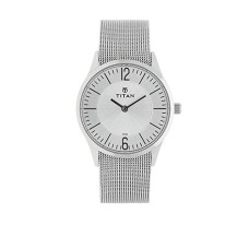 Deals, Discounts & Offers on Women - Titan Women Stainless Steel Analog Silver Dial Watch-Nl95035Sm01, Band Color-Silver