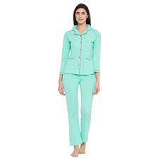 Deals, Discounts & Offers on Women - [Size L] Clovia Women's Cotton Button Down Shirt & Pyjama Set