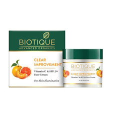 Deals, Discounts & Offers on  - Biotique Advanced Organics Clear Improvement Vitamin C & Spf 30 Face Cream 50Gm