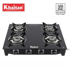 Deals, Discounts & Offers on  - Khaitan Active with Forged Black Toughened Glass Manual Gas Stove(4 Burners)