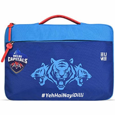 Deals, Discounts & Offers on Laptop Accessories - EUME Delhi Capitals Laptop Sleeve with 1 Compartment and Handle | Fits Upto 16 Inch Laptop | Men & Women | Blue Color