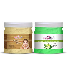 Deals, Discounts & Offers on Beauty Care - Pink Root Green Apple Massage Gel 500ml with Gold Scrub 500ml