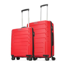 Deals, Discounts & Offers on  - Aristocrat Chroma Set of 2 Hard Luggage (55cm and 65cm) | Cabin and Medium Check-in Luggage | Robust Construction with Strong Wheels, Rust-Free Trolley, Secured Zip and Secured Combination Lock | Red