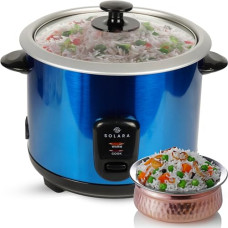 Deals, Discounts & Offers on  - SOLARA Automatic Rice Cooker, Automatic Electric Cooker with Food Steamer, Electric Rice Cooker and Grain Cooker, 500 Watts, Rice Cooker 1.5 litre with Steam & Rinse Basket - Blue
