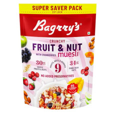 Deals, Discounts & Offers on  - Bagrry's Crunchy Muesli With 30% Fruit & Nut Cranberries 750gm Pouch |34% Fibre Rich Oats|No Sugar Infused Fruits|Real Fruits|Breakfast Cereal|Protein Rich|Cranberry Muesli
