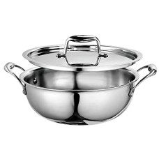 Deals, Discounts & Offers on Cookware - Signoraware Artista Triply Shallow Kadhai Stainless Steel Induction Compatible Triply with Steel Lid (Induction and Gas Compatible), 28cm, Capacity 4600ml, Silver
