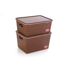 Deals, Discounts & Offers on  - Nayasa Flower Storage Plastic Basket Medium (29 cm X 21 cm X 14 cm, Dark Brown) (SSB050)