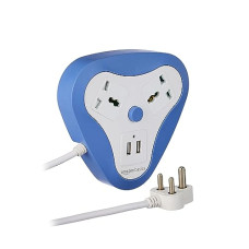 Deals, Discounts & Offers on Electronics - amazon basics Two-Way Triangle Surge Protector with Two 2.4A USB Ports, 1500W Output, 250 Volts Ac, Short-Circuit Protection, 1.5-Metre Cord (White)