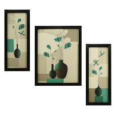 Deals, Discounts & Offers on  - Indianara Set of 3 Beautiful Flower vases Framed Art Painting (6 X 13, 10.2 X 13, 6 X 13 inch)-Multicolour