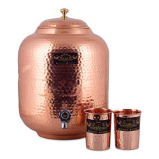 Deals, Discounts & Offers on  - Crockery Wala and Company Jointless Pure Copper Water Dispenser/Matka 4 l and 2 Glass