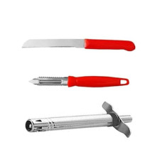 Deals, Discounts & Offers on  - ATEVON 3 in 1 Kitchen Combo Lighter, Stainless Steel Knife and Peeler Lighter with Vegetable Cutter Peeler,Cheese/Ginger Grater (2)