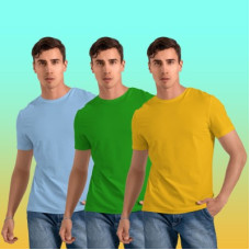 Deals, Discounts & Offers on  - [Sizes S, M, L, XL] FTXPack of 3 Men Solid Round Neck Polyester Multicolor T-Shirt