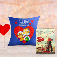 Deals, Discounts & Offers on  - ARCHIES Love Cushion (12x12 inches) with Filler & Greeting Card Combo | Everyday Gift | Romantic Gift