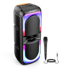 Deals, Discounts & Offers on Electronics - pTron Newly Launched Fusion Beats 40W Karaoke Bluetooth Party Speaker, Loud & Clear Stereo Sound, RGB Lights, 3 mtr Wired Mic, BT/USB/SD Card/Aux Playback, TWS Pairing & Type C Charging (Black)