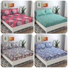 Deals, Discounts & Offers on  - VAS COLLECTIONS Prime Combo Pack of 4 Double Bedsheets with 8 Pillow Covers | 160 TC Soft Brushed Glace Cotton -Long Lasting & Wrinkle Free - | 225X228 Cm Or 7.5X7.5 Ft-Green & WhitePink