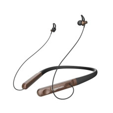 Deals, Discounts & Offers on Headphones - Amazon Basics in-Ear Wireless Neckband with Mic, Up to 18 Hours Play Time, Bluetooth 5.1, Voice Assistance, Noise Cancellation, IPX4 Water-Resistance, Magnetic Earbuds (Brown)