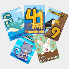 Deals, Discounts & Offers on  - Crackles Animals Theme Baby Milestone Cards Recording 0-12 Months Along with Event Cards -Pack of 21 Cards